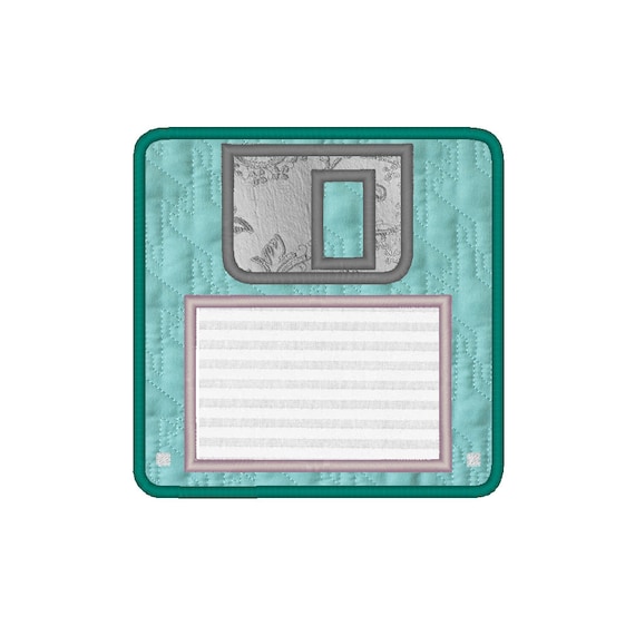 Floppy Disc Applique Embroidery Design Pattern for Machine computer geek nerd 80s 90s cd ibm retro media