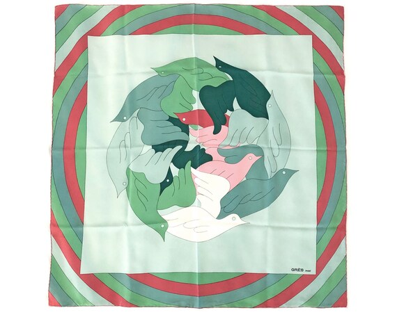 Vintage 70s Madame GRÈS Paris Large Silk Dove Bird