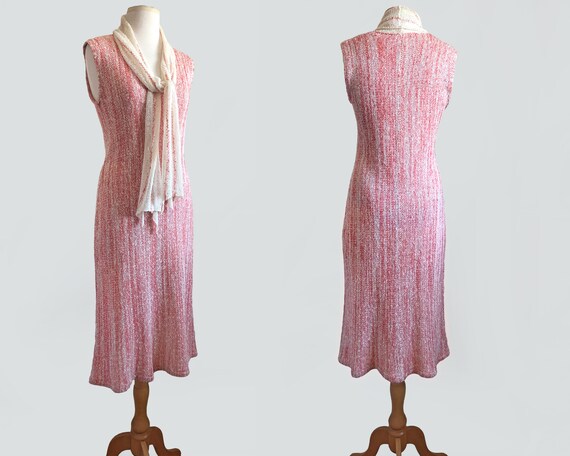 Vintage 70s Mary Farrin Pink Knit Crochet Dress &… - image 7