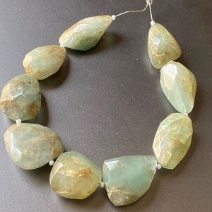 Handmade Aquamarine Nugget Beads: Faceted Gemstone Strand