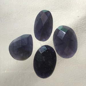 4 pezzi di pietra preziosa sfaccettata in iolite, cabochon fatti a mano, dimensioni 11 x 20 a 15 x 21 mm per la creazione di gioielli SKU I-6 / Creazione di gioielli