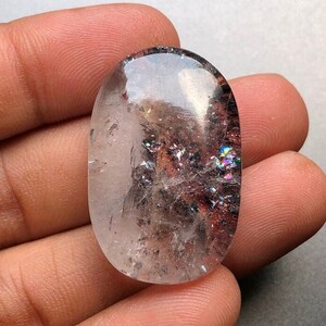 Cabochon di pietra preziosa di lodolite 33X20X8 mm lucidato a mano / Creazione di gioielli