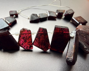 Garnet natural gemstone faceted nugget beads size 23-10 MM 8” inches strand