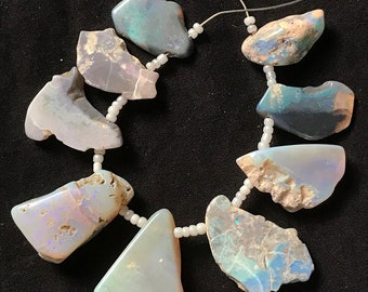 Australian Opal Beads Strand: Rough Cut, Layout Drilled