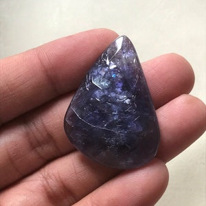 Cabochon in pietra preziosa sfaccettata in iolite, fatto a mano, dimensioni 38X26X7 MM. Per la creazione di gioielli. SKU I-1 / Creazione di gioielli.