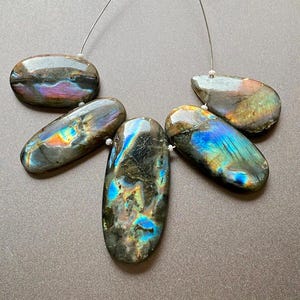 Labradorite gemstone cabochon beads | beads size 46/29 mm | 5 pieces | oval beads | handmade | jewelry making beads | Jewelry making
