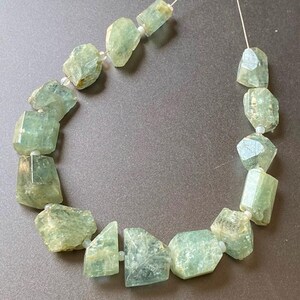 Faceted Aquamarine Nugget Beads: Handmade Jewelry Making, 8-inch Strand