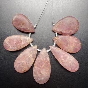 Matte Rose Quartz Teardrop Beads: Soft Pink Gemstone Strand (7 Pieces, 8 Inch Strand)