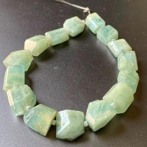 Handmade Aquamarine Nugget Beads: Faceted Gemstone Strand