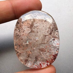 Cabochon di pietra preziosa di lodolite / dimensioni 44X33x7 mm / lucidato a mano / Creazione di gioielli