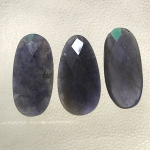 3 pezzi di pietra preziosa sfaccettata in iolite, cabochon fatti a mano, dimensioni 13X29 a 14 x 30 mm per la creazione di gioielli SKU I-8 / Creazione di gioielli