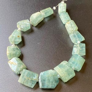 Handmade Aquamarine Nugget Beads: Faceted Gemstone, 8 inch Strand
