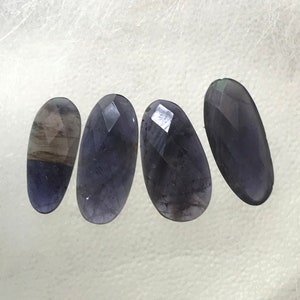 4 pezzi di pietra preziosa sfaccettata in iolite, cabochon fatti a mano, dimensioni 10X24 a 11 x 27 mm per la creazione di gioielli SKU I-10 / Creazione di gioielli