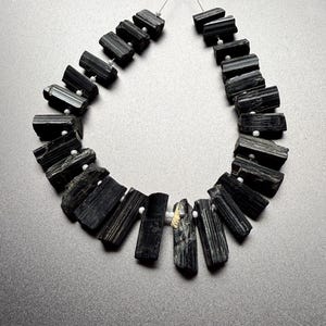 Natural Black Tourmaline Rough Beads | Raw Crystal Nugget Beads | Chunky Gemstone Beads for Jewelry Making | Healing Crystal Beads Strand