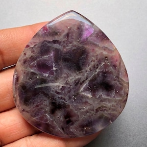 Groot formaat | Amethist edelsteen cabochon | maat 60x54x6 mm | handgemaakt gepolijst | Sieraden maken | Sieraden maken