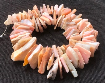 Peruvian Pink Opal Gemstone Beads: Polished Rough Tumble, 34-12mm