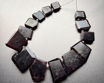 Garnet natural gemstone faceted nugget beads size 20-12 MM 8” inches strand