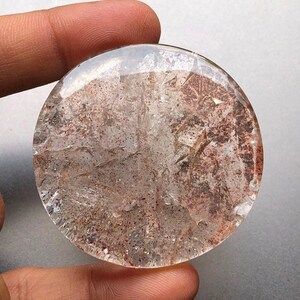 Cabochon di pietra preziosa di lodolite / dimensioni 50x50x7 mm / cabochon di pietra preziosa / fatto a mano Un lato lucidato