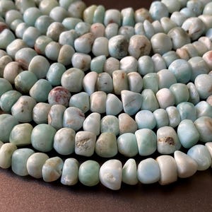 Natural Larimar Chip Nugget Strand: Matte Gemstone Beads for Jewelry Making