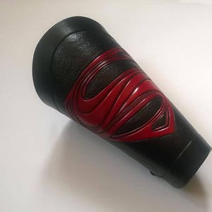Hand Carved Leather Archery Bracer, Armguard,wristband. Superman Design.LARP image 3