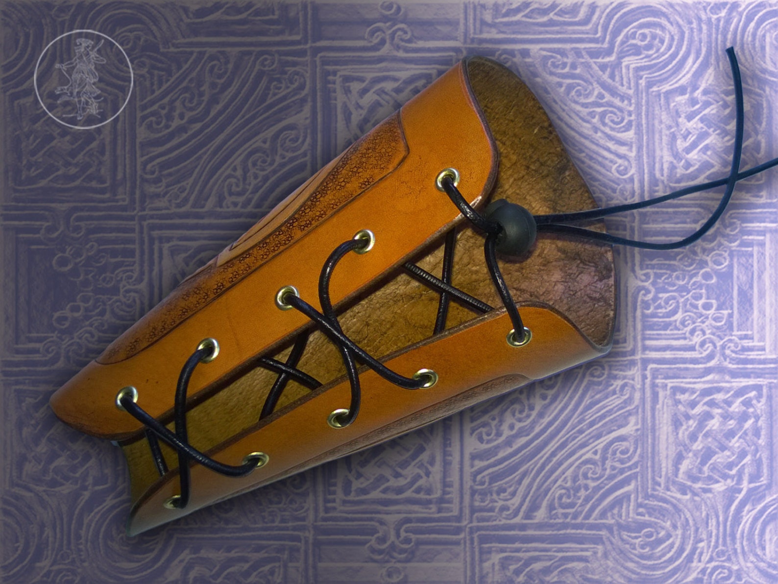 Hand Carved Leather Archery Bracer Armguard Celtic Cross Etsy