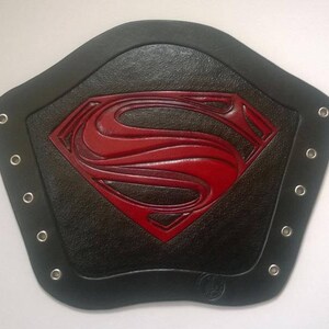 Hand Carved Leather Archery Bracer, Armguard,wristband. Superman Design.LARP image 2