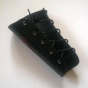 Hand Carved Leather Archery Bracer, Armguard,wristband. Superman Design.LARP image 4