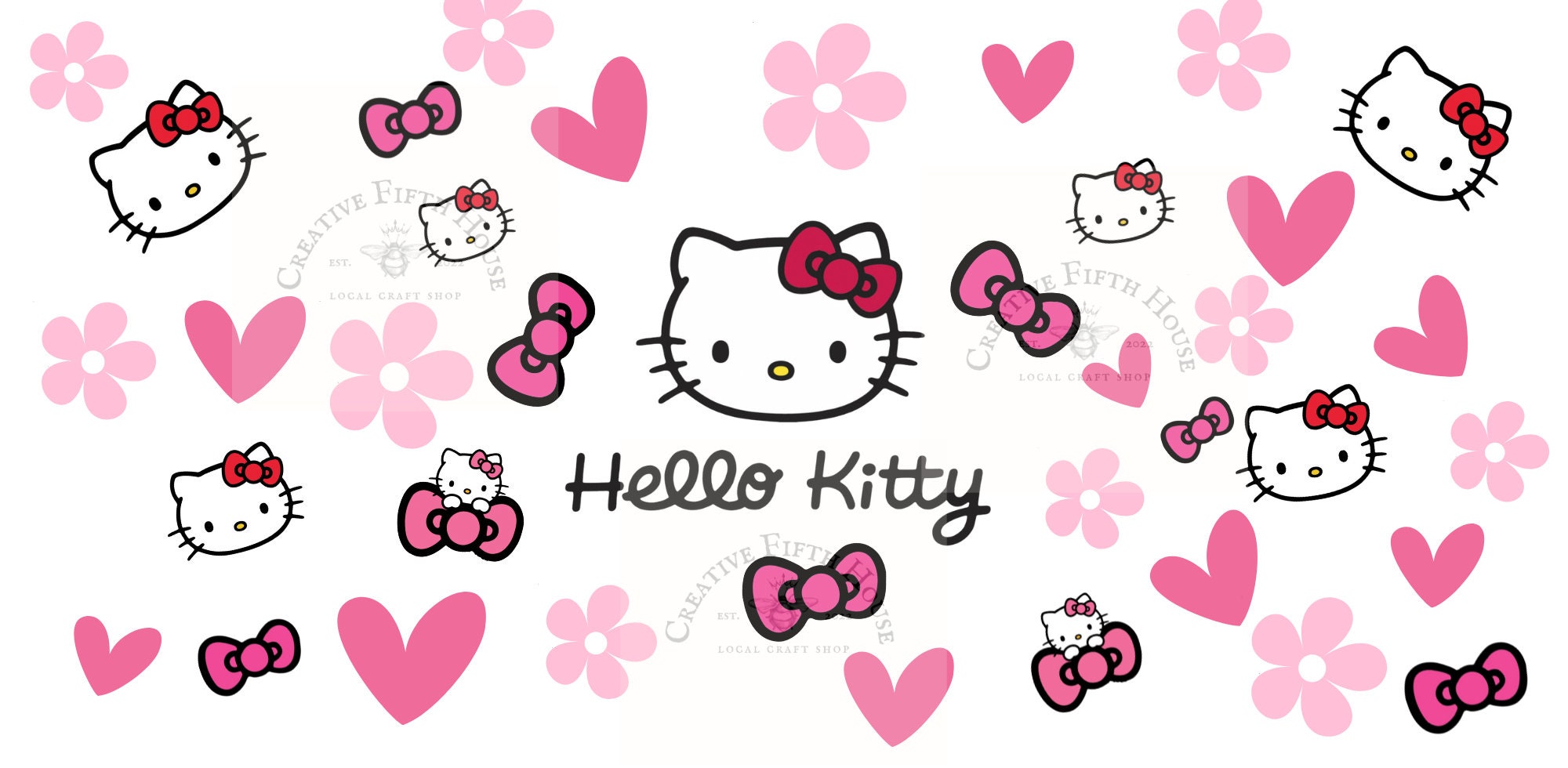 Hello kitty pink heart background