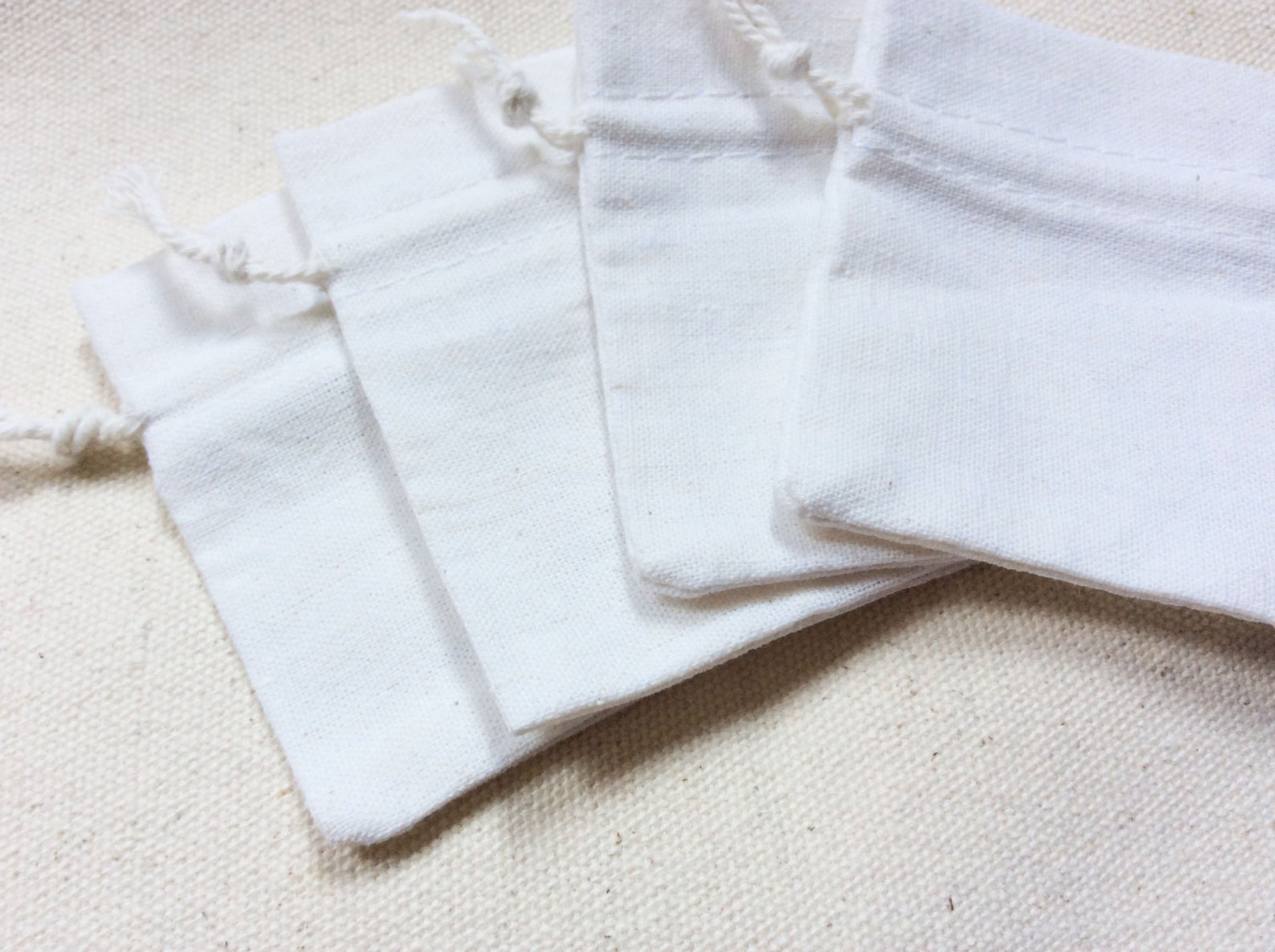 Tiny Small Plain Muslin Bag 2.25 X 3.25, Hand Stamped Muslin Bags