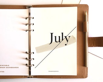 Printable Planner Dashboards, Planner divider, Minimal planner inserts, A5, A6, Pocket, Half Letter, Personal, Mini HP all sizes, Months