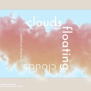 Clouds Digital Background Elements, PNG Individual Shapes - Soft Clouds Clipart with Transparent Background - Floating Shapes for Artwork