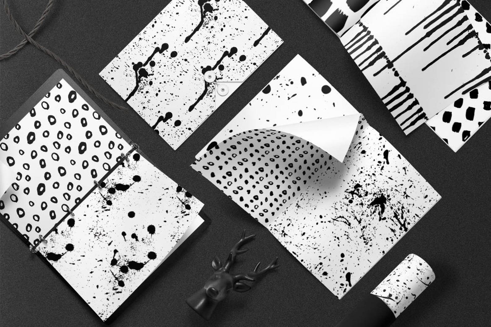 Brush Strokes Patterns Ink Digital Paper Printable Paper Etsy