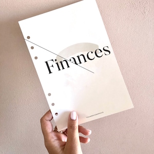 Planificador único imprimible Dashboard FINANCES Divider. Ideal como divisor de planificador y seccionamiento imprimible, 6 tamaños de planificador incluidos