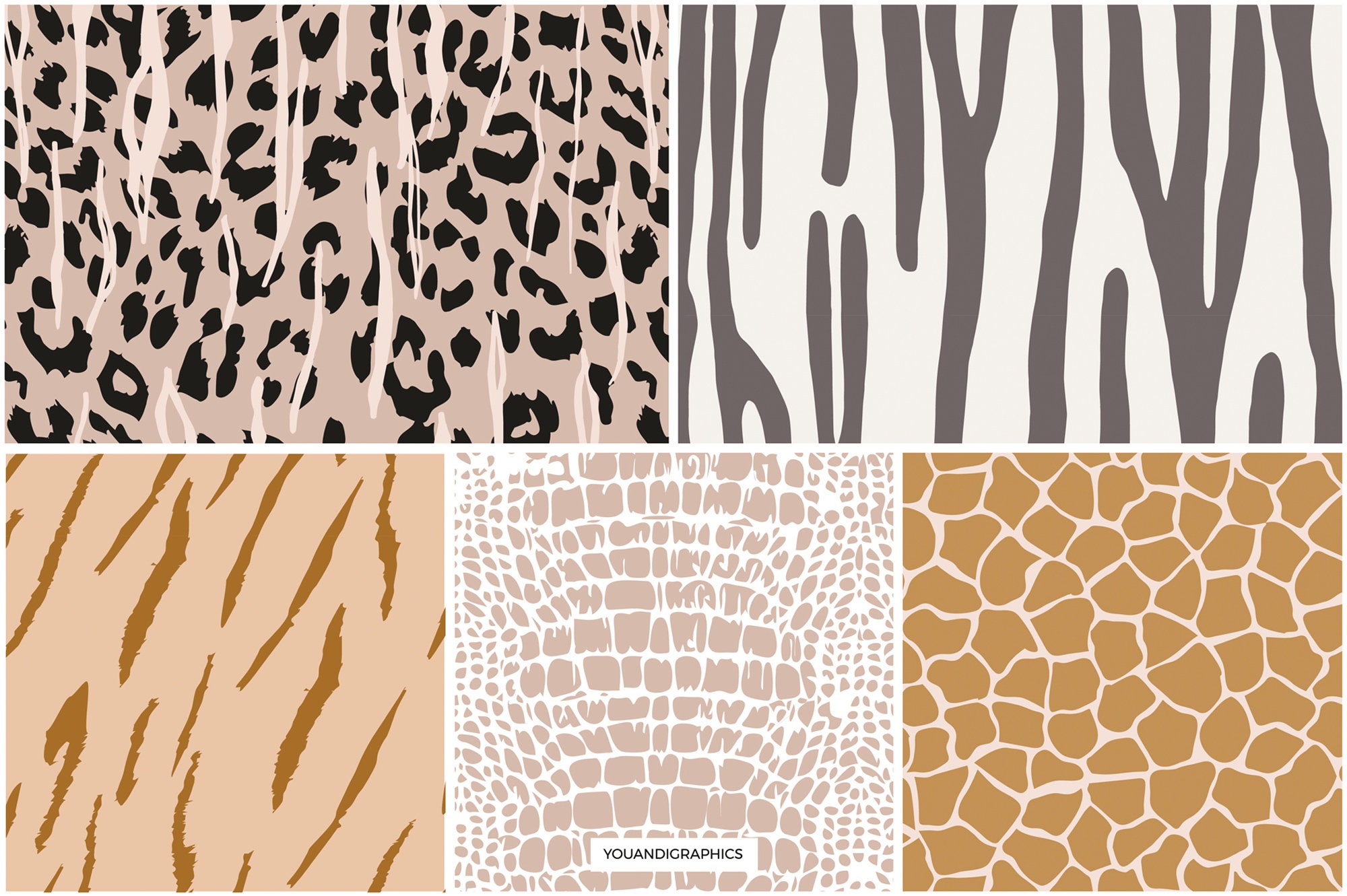 Safari Animal Prints Animal Skin Backgrounds Digital Papers - Etsy