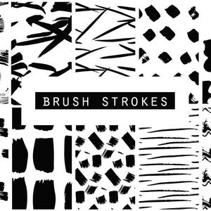 Brush Strokes Patterns, Ink, Digital Paper, Printable Paper, Handdrawn ...
