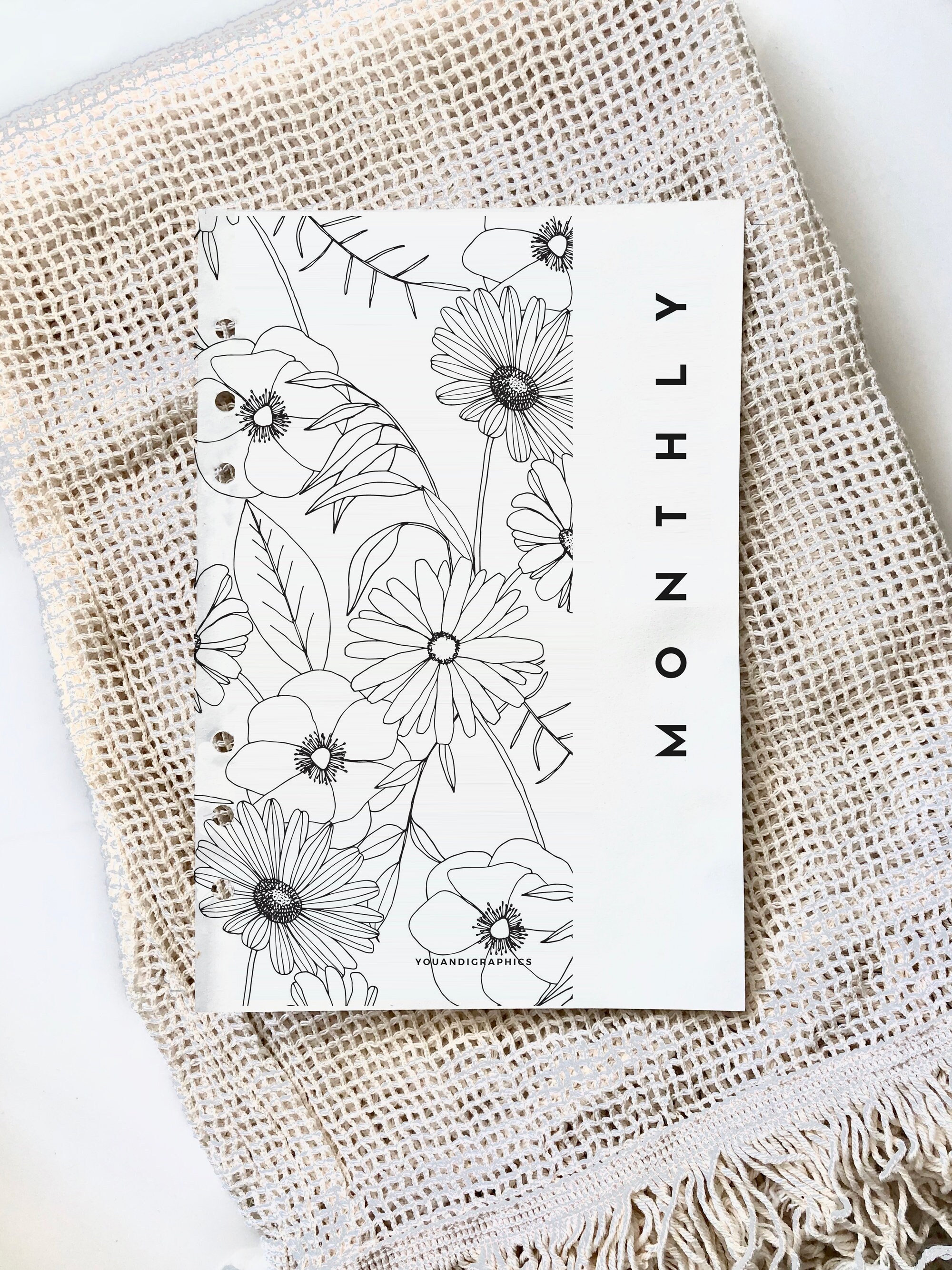 Floral Monthly Planner Dashboard Divider, Printable Planner Inserts (7 ...