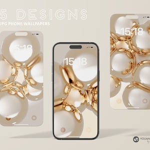 iPhone Wallpapers Set of 5 | 3D Gold Spheres Design | iPhone, IOS Wallpapers, IOS Home Screens, Android Wallpaper Digital Download