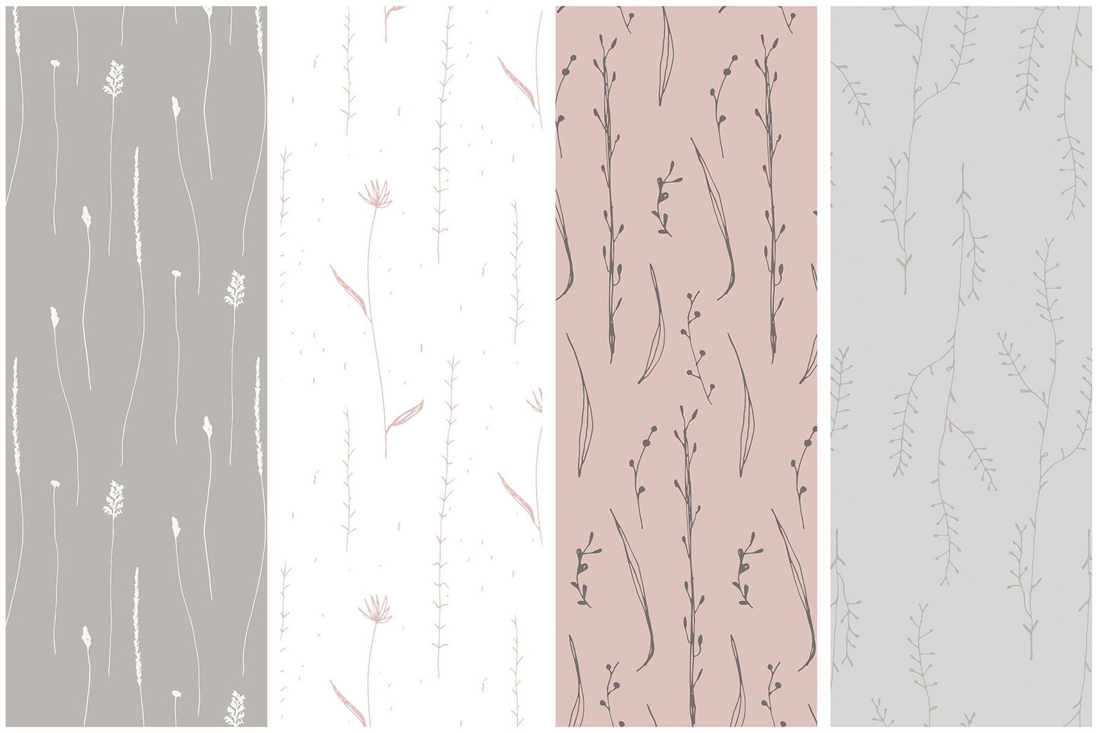 Wildfower Backgrounds, Floral Pattern, Hand-drawn, Digital Paper ...