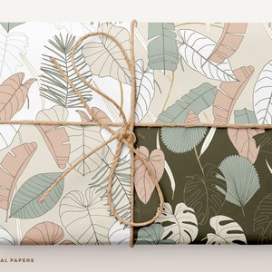 Tropical Leaves prints. A set of 20 exotic backgrounds. High resolution Printable digital papers for all craft projects.