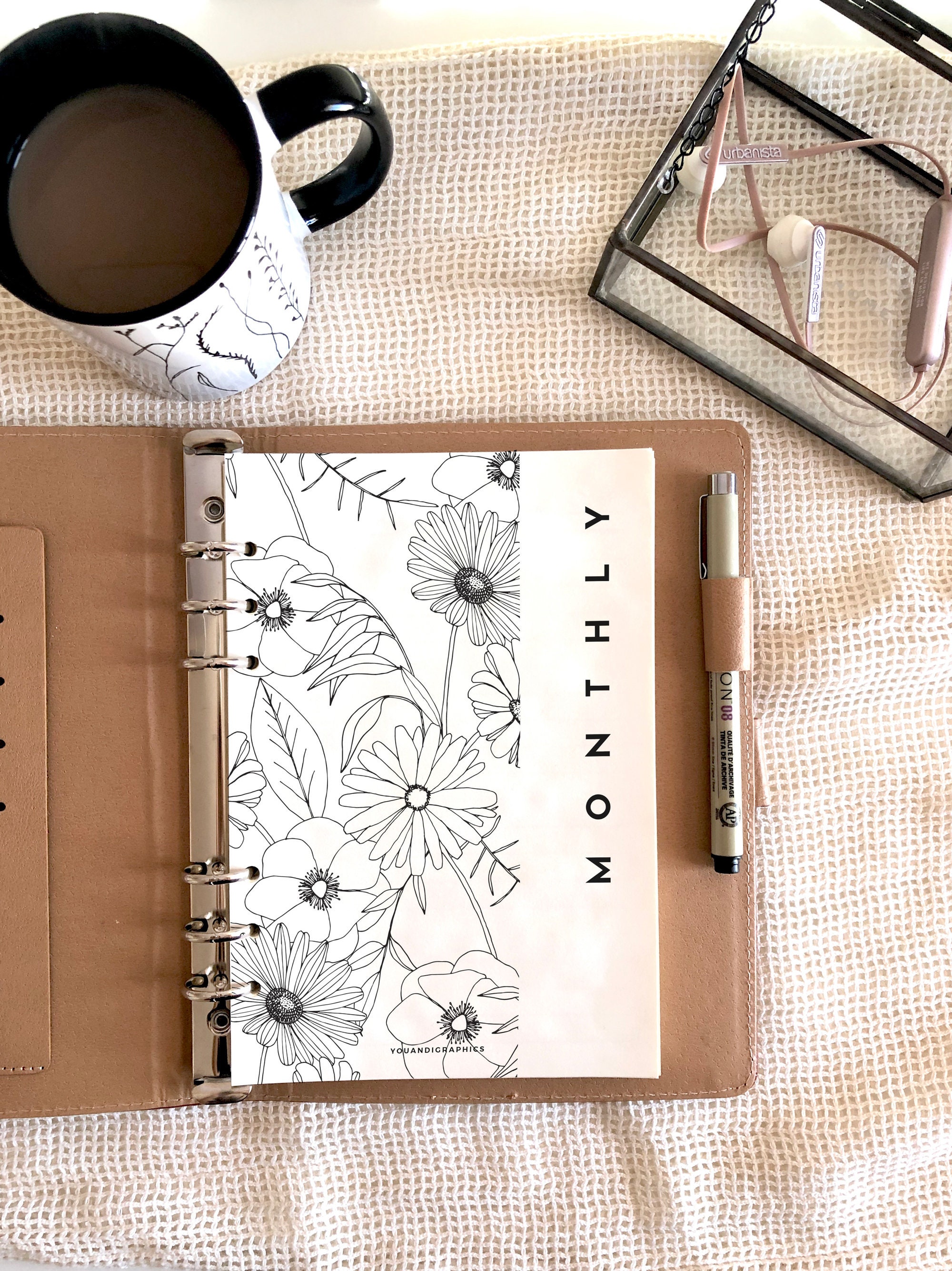 Floral Monthly Planner Dashboard Divider, Printable Planner Inserts (7 ...