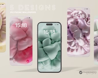 Phone Wallpapers Set of 5 | 3D Inflated Shapes Design | iPhone, IOS Wallpapers, IOS Home Screens, Android Wallpaper Digital Download