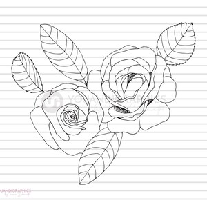 Flores de rosas SVG Clipart Ilustración, Composición de ramos de flores dibujadas a mano para invitación de boda, svg, eps, jpg, png archivos