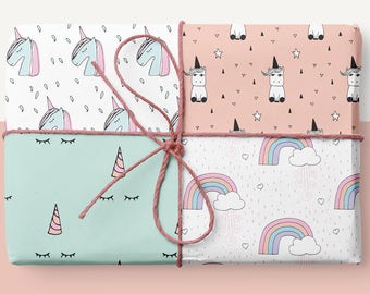 Unicorn Rainbow Digital Paper, Scrapbook Backgrounds (Digital Download)