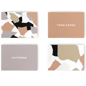 May include: Four cards with torn paper patterns in shades of brown, beige, black, and white. The cards have the text "Torn Paper" and "Patterns" on them.