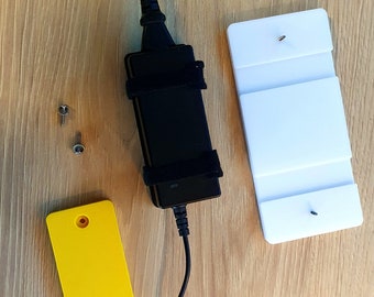 Power supply bracket for screw mounting with Velcro fastener 100 mm x 50 mm for Power Bricks - cable management - desk - cabinet