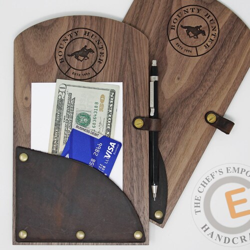 Check Presenter Wood and Leather Check Holder Classy Etsy