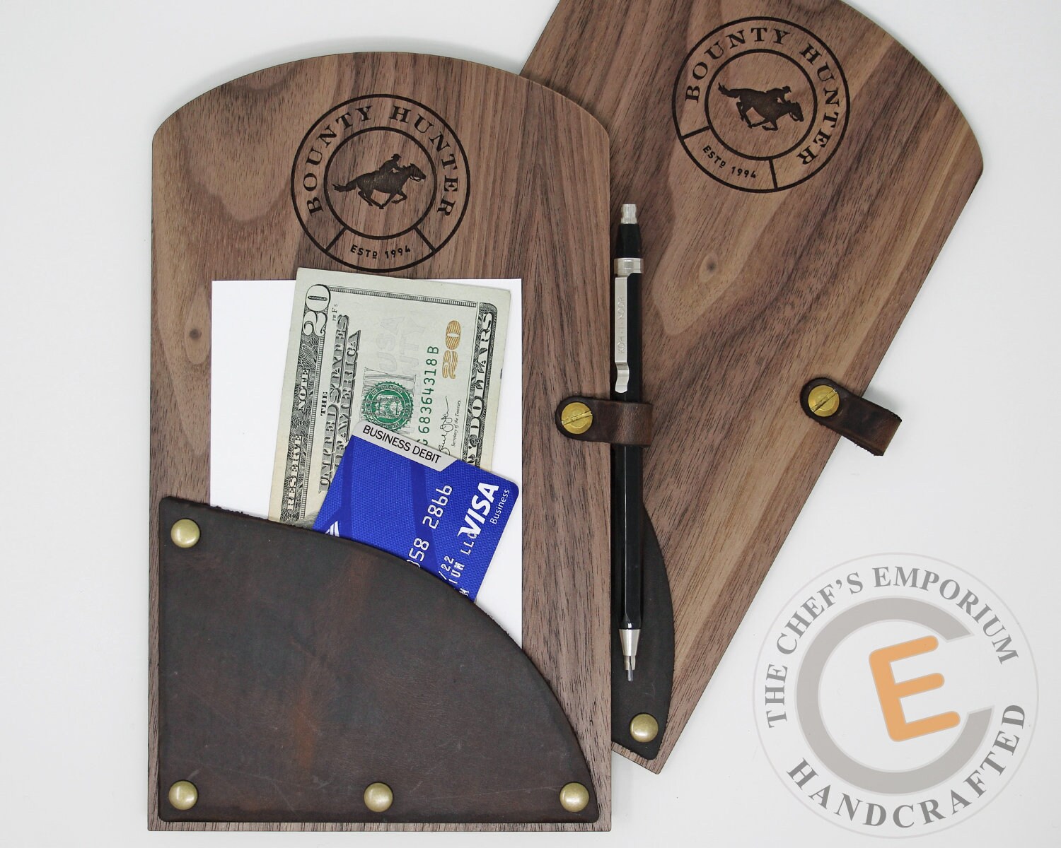 Check Presenter Wood and Leather Check Holder Classy Etsy