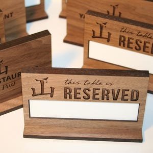 Table Reserved Sign | Solid Walnut Wood | Rustic or Modern Restaurant Decor | Elegant Natural Design