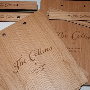 Porte-menus - Tableau pour menus en bois de chêne doré chaud | sur mesure pour les restaurants et les bars avec évier pour la maison | Format Lettre, Légal ou A4