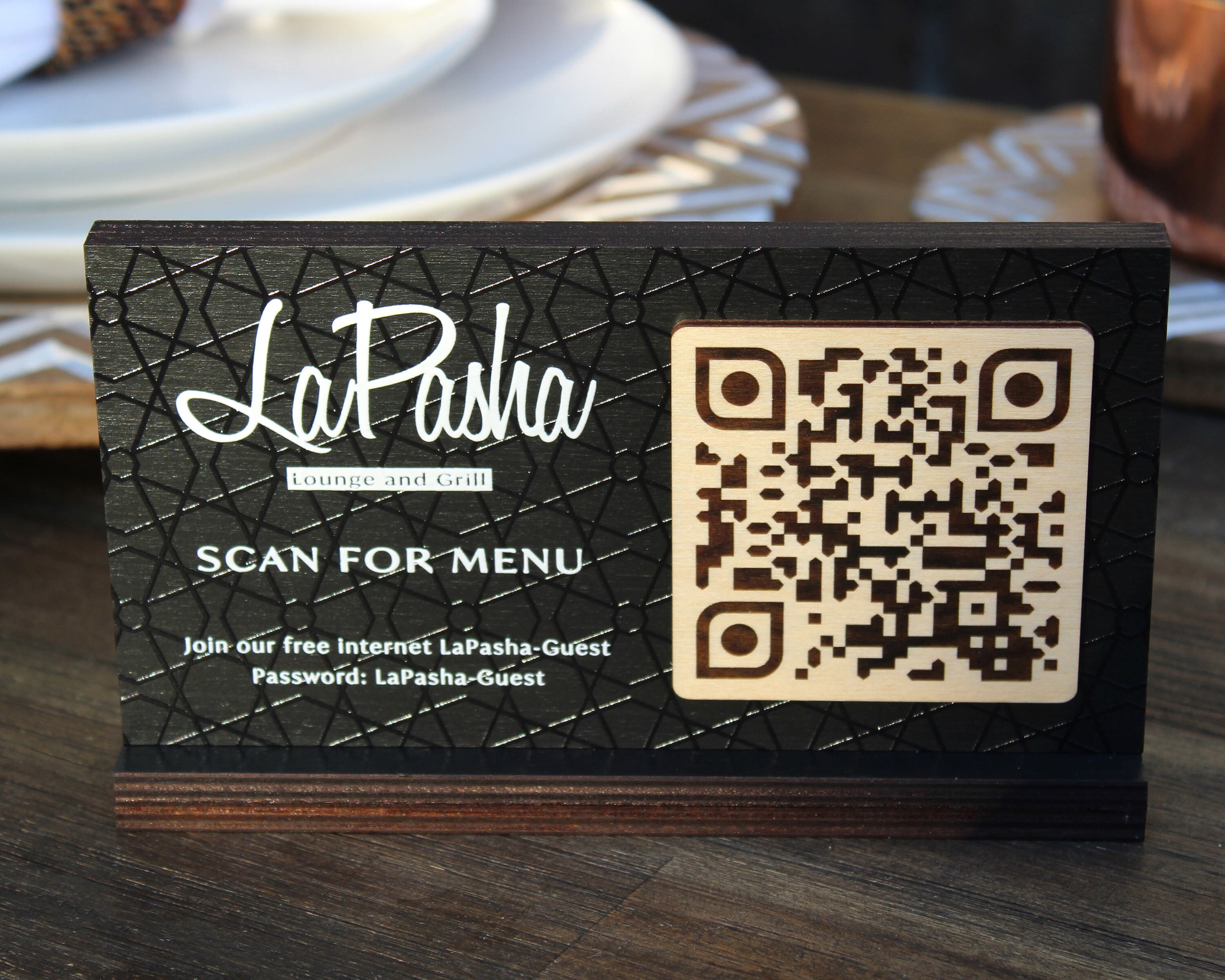 QR Code SIGN Tabletop QR Code Scan for Menu in Black Stained Etsy UK